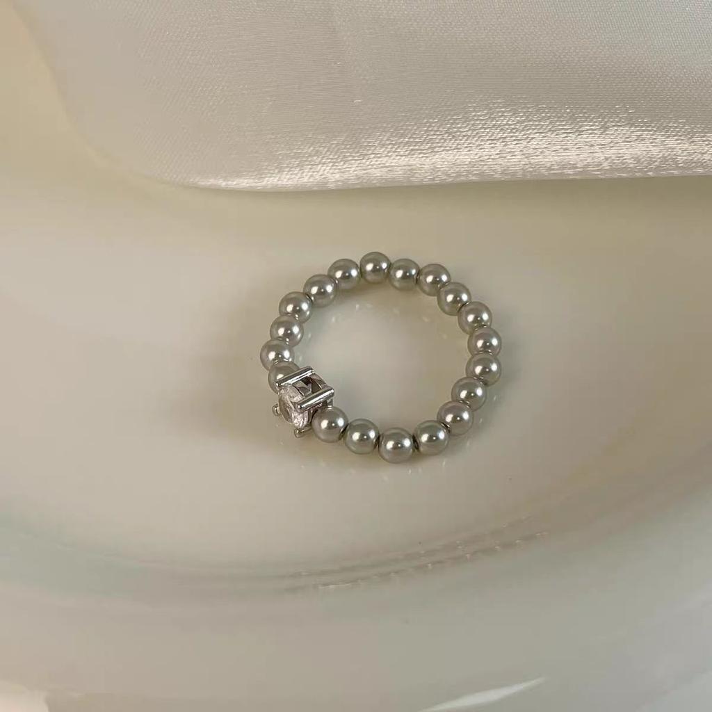 Shijia pärla zirkon elastiskt armband dam högklassig känsla enkelt sockerbitarmband temperament lätt lyx och elegant