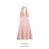 Kaslead New Arrival Women's Clothing Fashion Style Vintage Crumpled Slim Fit Backless Silk Satin Texture Halterneck Dress