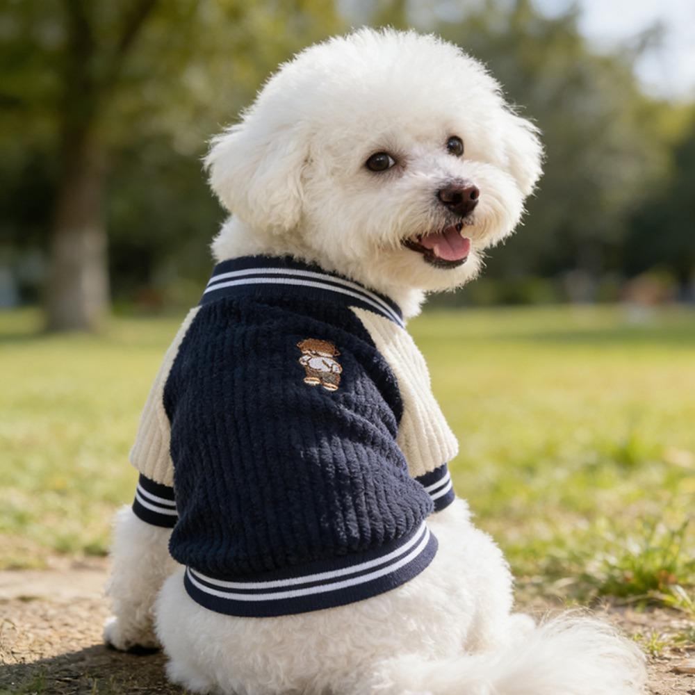 

Warm Pet Baseball Jackets Fleece Puppy Spring Clothes Thickened Puppy Coat Pet Wear S синій