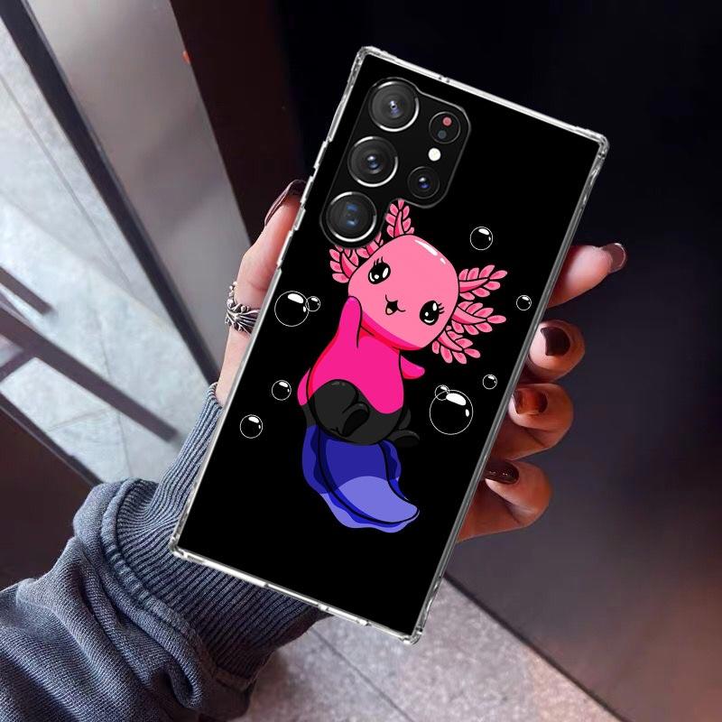 

Cute Axolotl Kawaii Phone Case For Samsung Galaxy S23 S24 S25 Edge S26 Ultra S22 + S21 Plus S20 FE Cover Silicone Print Shell Ga Samsung S25 Plus