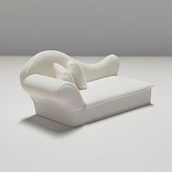 Miniature Chaise Sofa for Dollhouse 1:12 Scale with Pillows, European Collectible Handicraft Ornaments Style Simulation Recliner, Photography