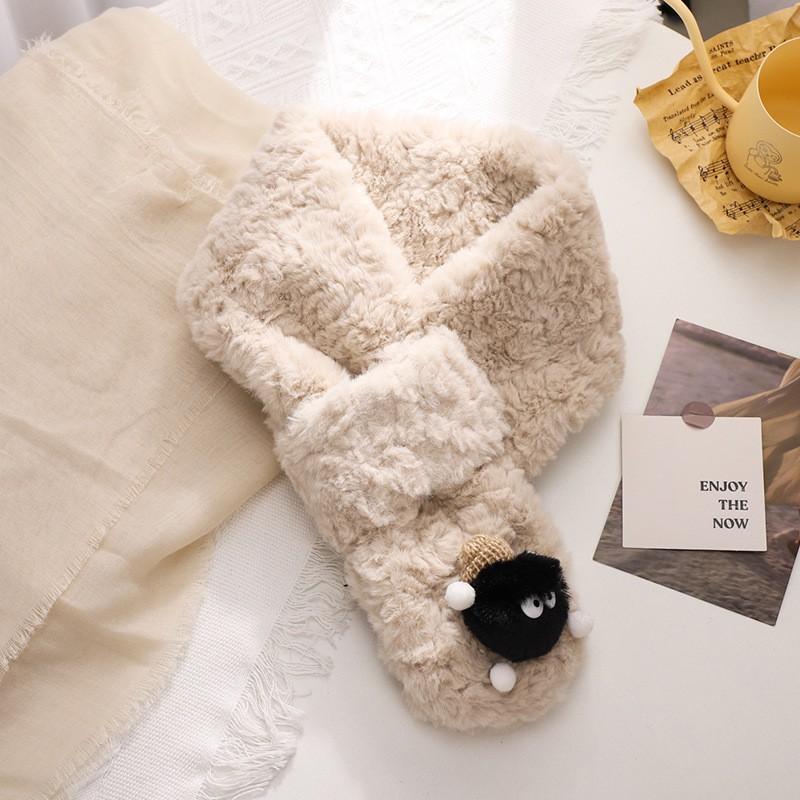 Soft Fleece Scarf Winter Warmth Cartoon Print Unisex Neck Wrap Cozy Comfortable Breathable Fashion Accessory