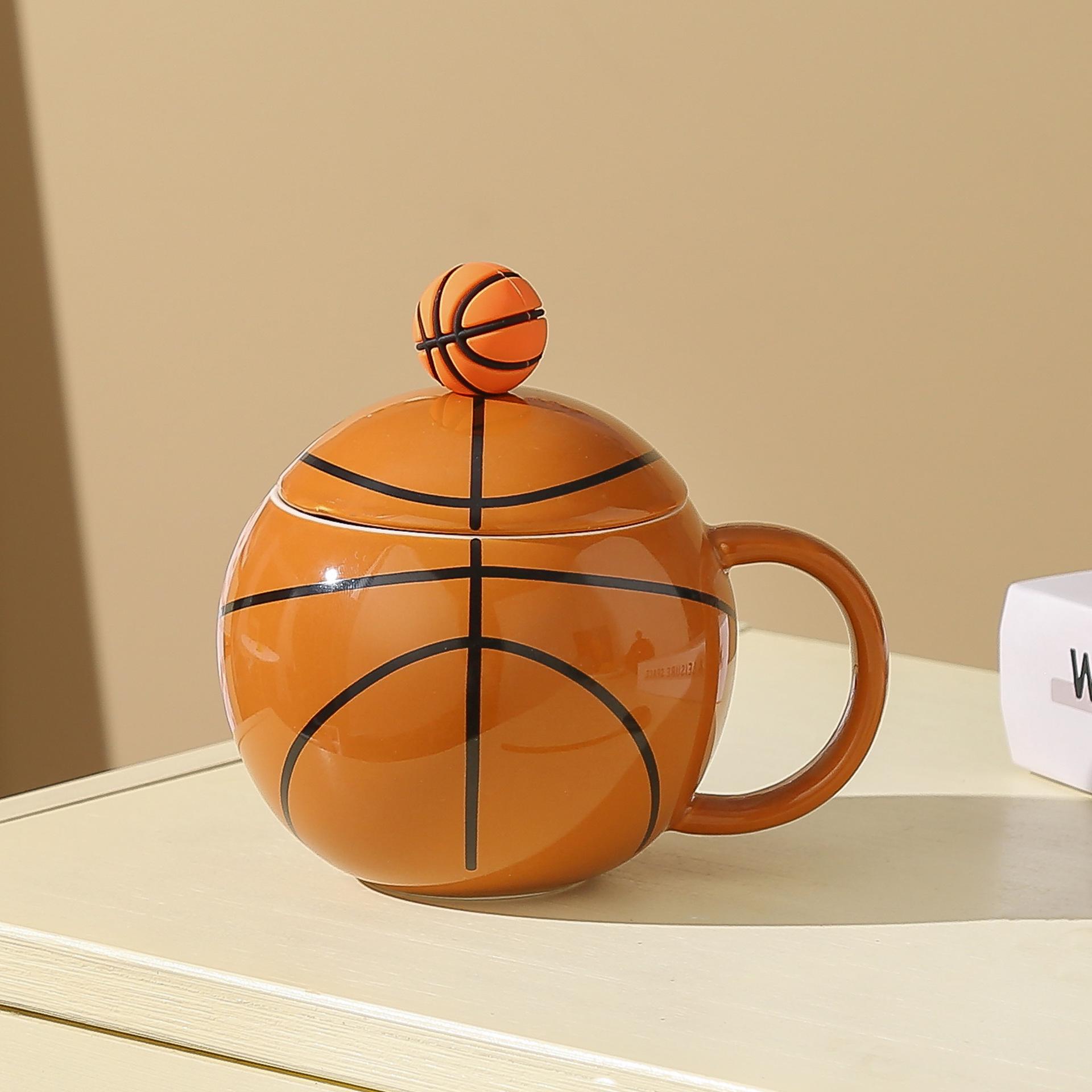 Creative Basketball Theme Ceramic Cup Mug Unique Design Water Cup Souvenir for Basketball Fans Sports Gift 301-400ml