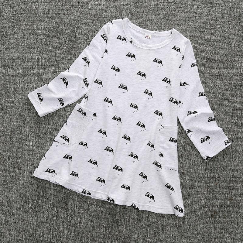 Girls Autumn Fashion Print Midi Long Sleeve Dress 100