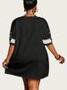 Women's Loose V-Neck Sporty Mesh T-Shirt with Digital Print