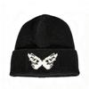 Autumn and winter butterfly jacquard big head circumference knitted hat women's retro warm wool hat street hipster curling edge cold hat