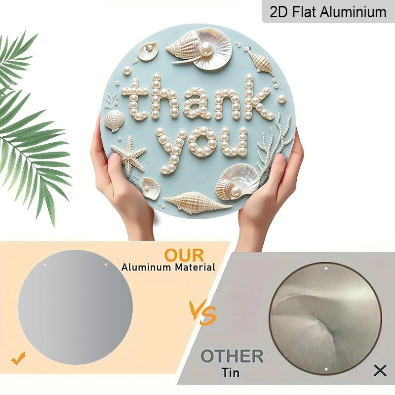 2D Flat Retro Aluminum Wall Stickers In Various Sizes. "Thank You" Sign Featuring Ocean Pearls, Seashells, and Starfish. A Perfect Home Decoration