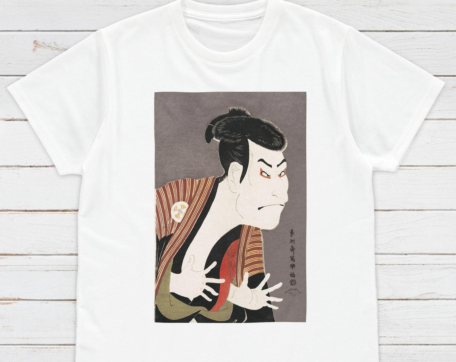 Ukiyo-e Kabuki Actor T-Shirt, Japanese Woodblock Art Graphic Tee 2XL