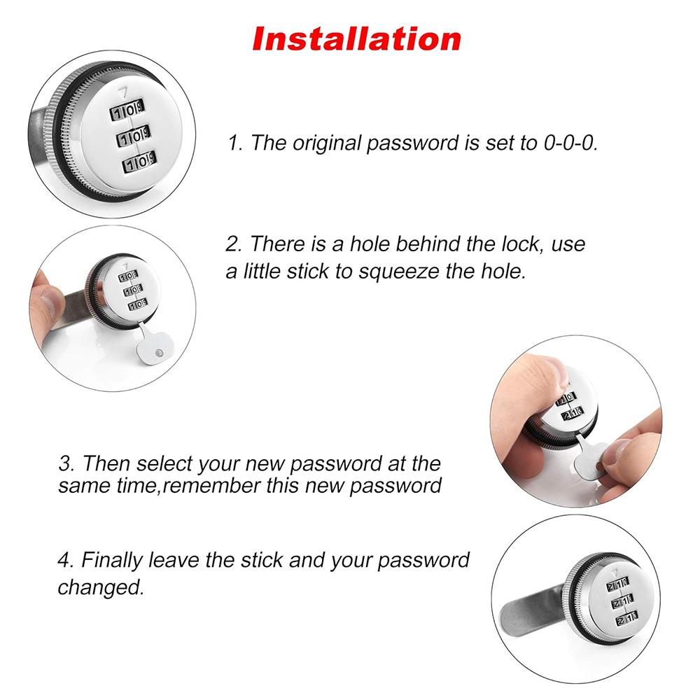 Silver Zinc Alloy Combination Locks for Secure Home Automation Password Protected Cam Locks Ideal for Mailbox Cabinet Doors