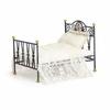Bed with Bedding Vintage Miniature Metal Ornate Furniture for Collectors,