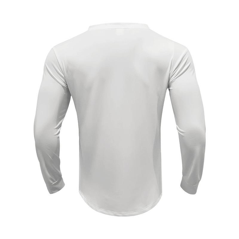 Men's Spring and Autumn Solid Color Men's T-shirt Long Sleeve Casual Slim Button-down V-neck Top