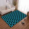 Glowing Hexagonal Pattern Carpet with Neon Blue and Black Design Suitable for Use As an Anti-slip for Living Room Bedroom Sofas