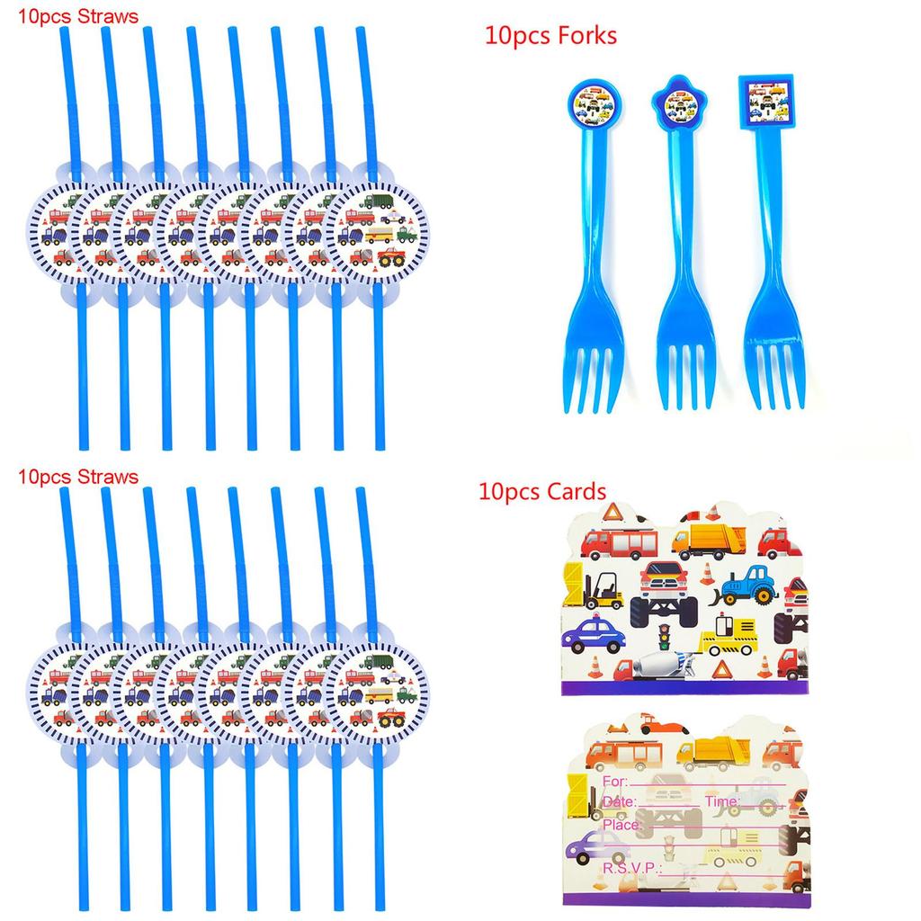 Children's Engineering Car Birthday Party Theme Disposable Tableware Set**