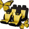 Juego de Fundas de Tela para Asientos de Coche con Diseño de Transferencia de Calor de Mariposas, Ajuste Universal, 5 Asientos, 9 Piezas, para Oriente Medio, Europa y América.