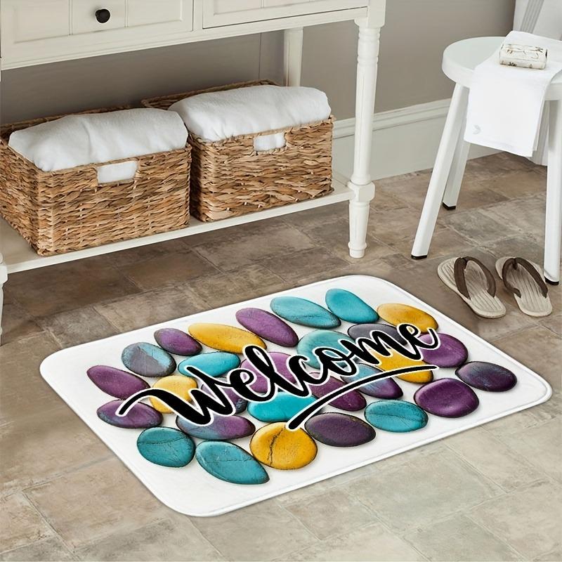 1PC Welcome Pattern Kitchen Rugs Non-Slip Home Door Mats Pop Design Bathroom Rug Bath Mat Carpet for Home Sink Laundry Decor