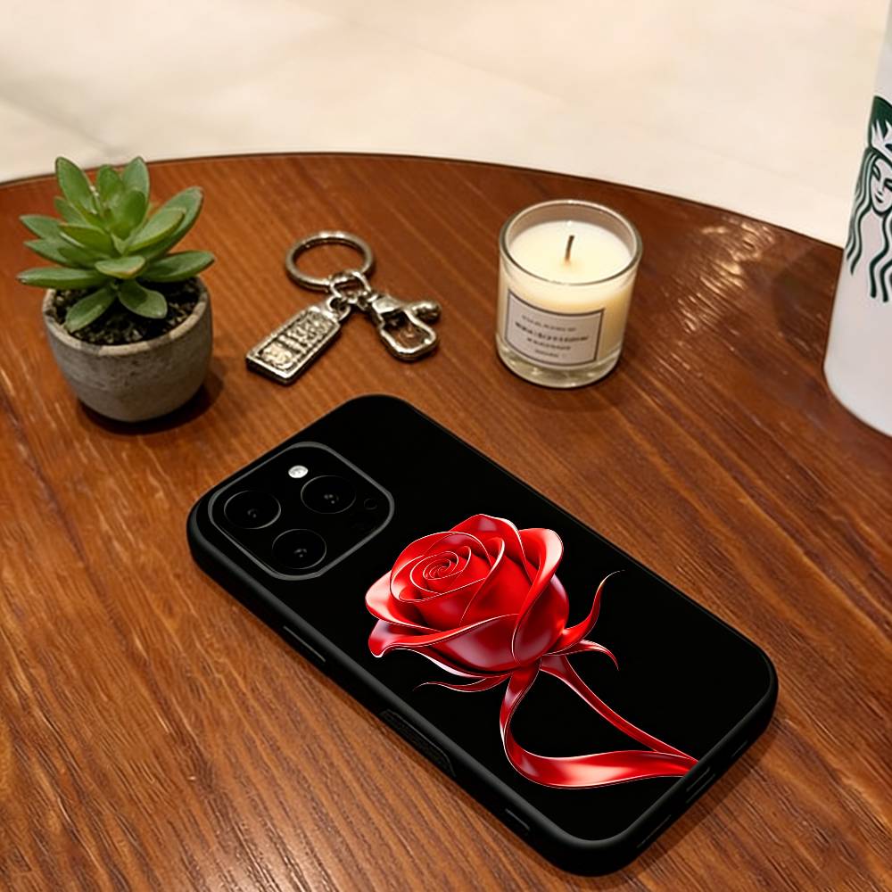 

Roses Phone Case For iPhone 17, 16,15,14,13,12,11 Plus,Pro Max, Others Soft Silicone Black Cover iPhone15