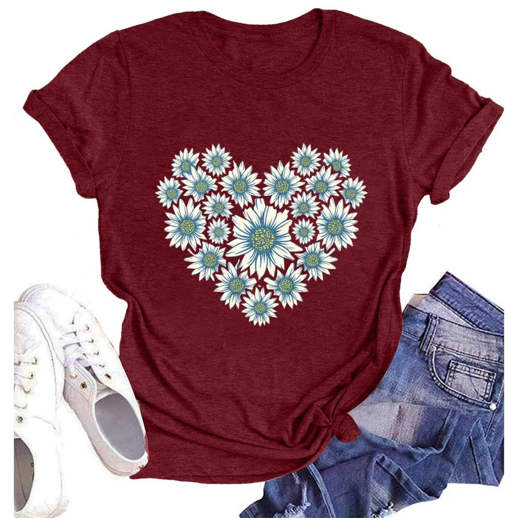 Women's Fashion Casual Summer Comfortable Printed Round Neck Short Sleeve Top Blouse