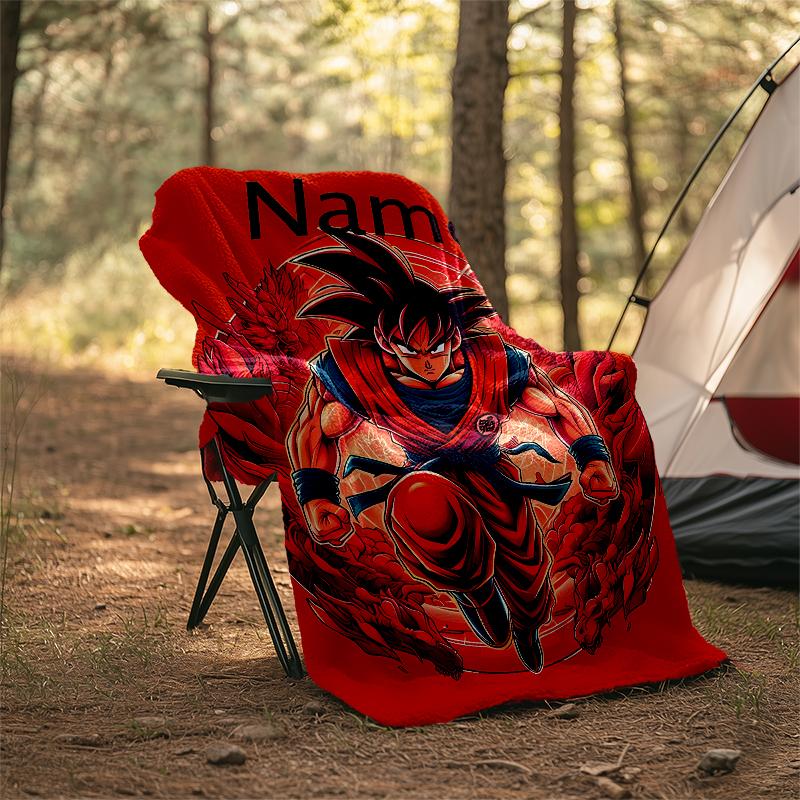 Coperta Personalizzata con Nome - Design Stampa Dragon Ball, Coperta per Divano, Letto, Viaggio, Campeggio - Morbida e Calda, Ottimo Regalo