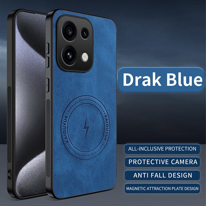 Compatible with OPPO Reno16Pro 5G, Napa Leather Grain Full Coverage Lens, Anti-Drop, Magsafe Magnetic Attraction Case.