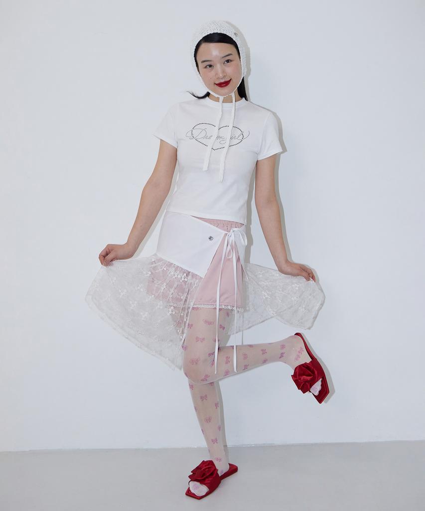 Faike Poppy Lace Flare Multi Lap Skirt_White