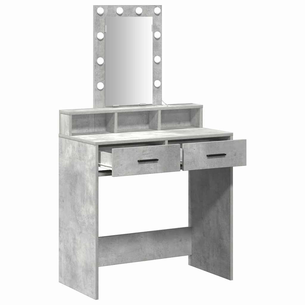 Makeup Table with Drawers Gray 79 x 41 x 140 cm Engineered Wood