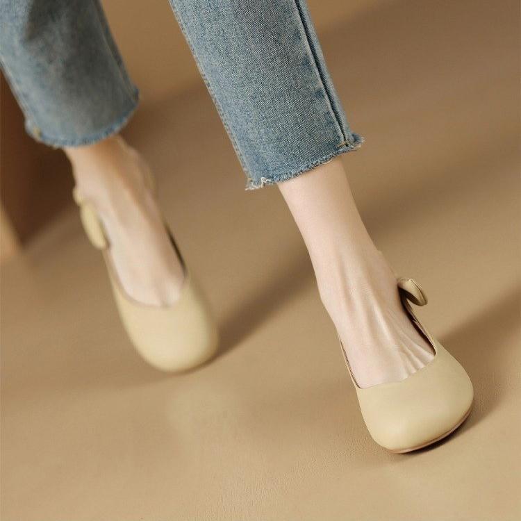 Women's Baotou Sandals 2024 Summer New Butterfly Knot Thick with Low-heel Versatile Comfortable Mary Janes Gentle Single Shoes