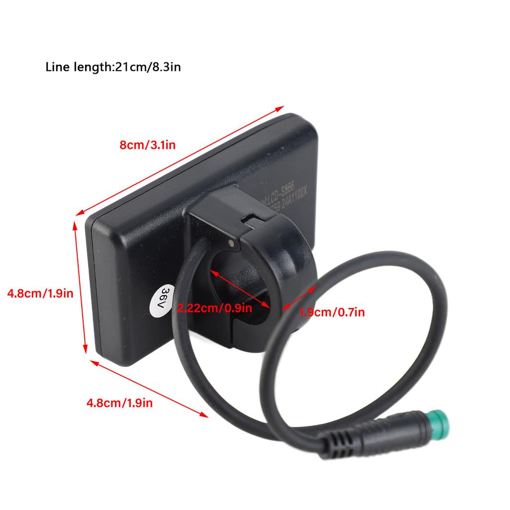 Elektrorad LCD-Display ABS-Material Elektrorad LCD-Panel Großer Bildschirm Wasserdichter Anschluss Passend für 22,2 mm / 0,9 Zoll Lenker