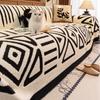Geometric Patterns Thickened Winter Plush Warm Sofa Cover Durable Couch Cushion for Living Room Furniture Dust-proof Blanket