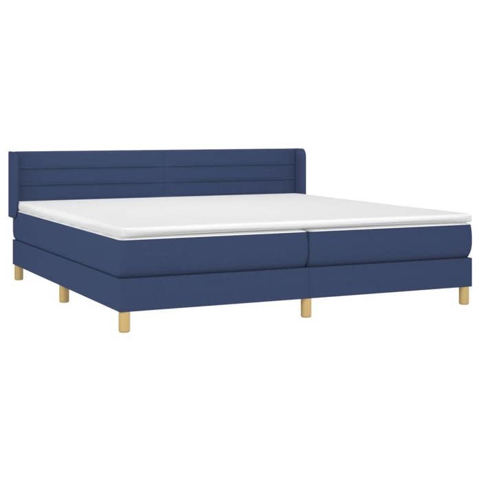 3130383 vidaXL Lit à sommier tapissier avec matelas Bleu 200x200 cm Tissu