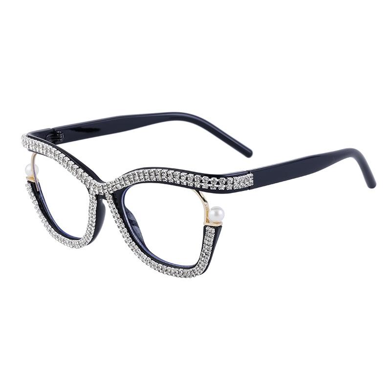 Personalized Diamond-Set Flat Glasses Frame For Women, Cat Eye Can Be Matched With Myopia Glasses Frame For Women