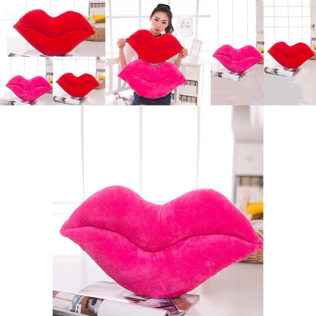 Luxuriously Soft Red Lips Shaped Plush Pillow Cushion Ideal For Comfort And Gifts