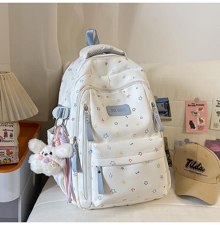 Schoolbag Korean Version of Small Fresh Schoolbag Japanese Princess Versatile Cute Star Printed Backpack Junior High School Class Backpack