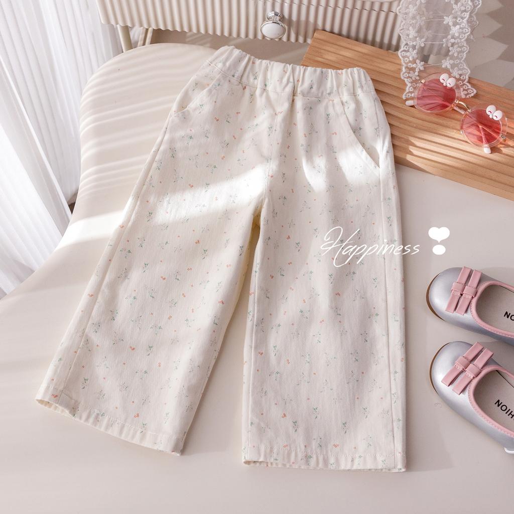 Girls' Spring and Autumn Set Sweet and Cute Embroidered Cloth Hoodie Floral Loose Straight Pants Two Piece Set