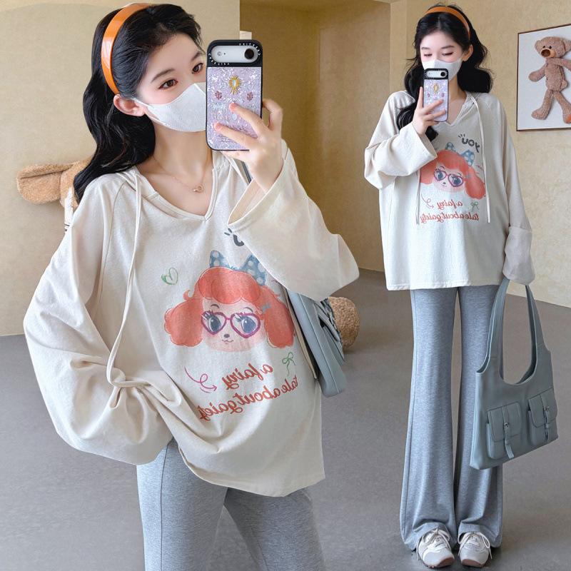 2026 Spring/Summer Maternity Sun Protection Hoodie and Flared Pants Set XL