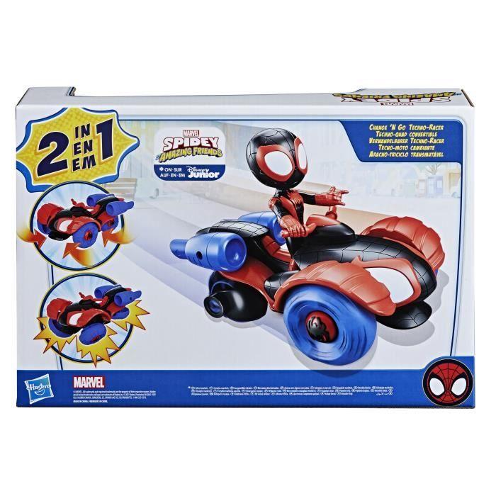 Marvel Spidey and His Amazing Friends - Figurine Miles Morales De 10 Cm Avec Techno -quad Convertible - À Partir De 3 Ans