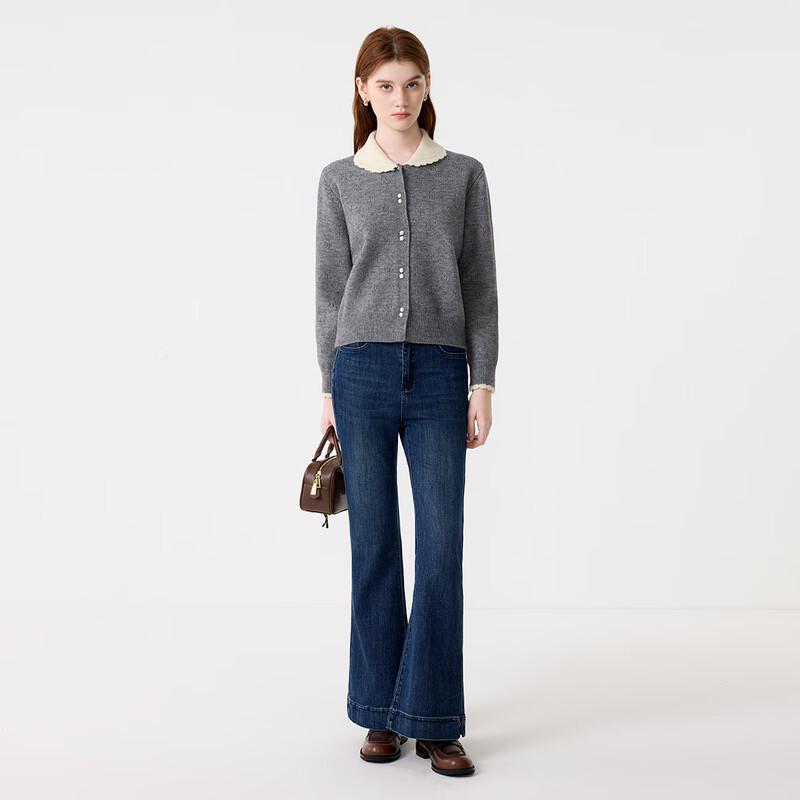 FivePlus Women's Contrast Doll Collar Knit Cardigan