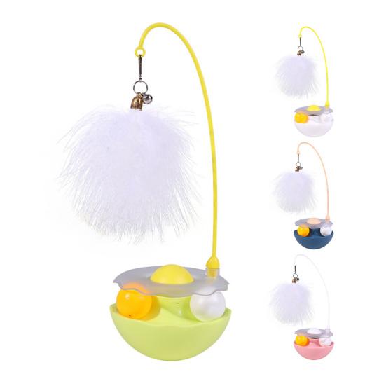 4-in-1 Interactive Cat Feather Toy for Indoor Cats Tumbler Cat Toy with Ball Track Catnip Ball Teasing Feather Kitten Exercise Toy for All Breeds