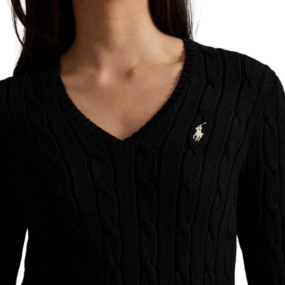 Polo Ralph Lauren Cable Knit Cotton V-Neck Sweater Women sweaters 211971870-002