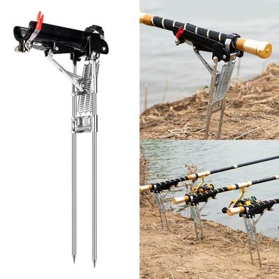 Spring Loaded Rod Holder for Ground Support Brackets Auto Spring Fishing Rod Holder Universal Metal Fishing Pole Stand