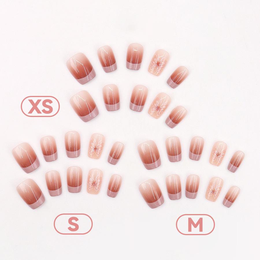30 Pieces Small Fresh, Gentle and Simple Pink French Temperament Butterfly Nail Art Pieces 30 Pieces Wearing Nail