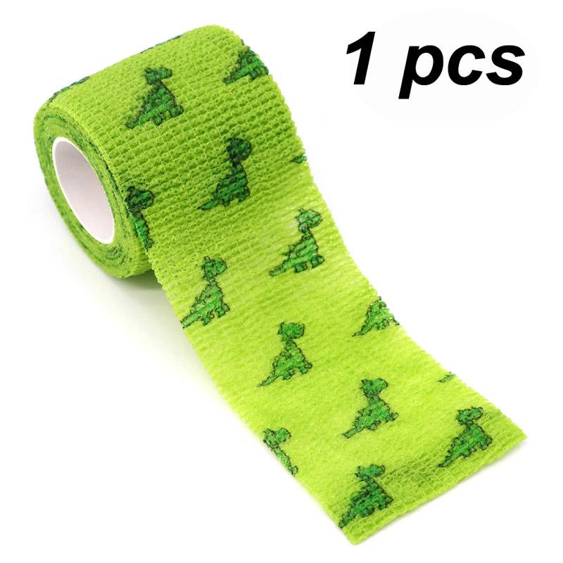

1/6/10 Pcs Green Dinosaur Printed Self Adhesive Elastic Bandage 5Cm Width Wrap Tape For Diy Tattooing First Aid Kit Pet Tape 5cm X 4.8m