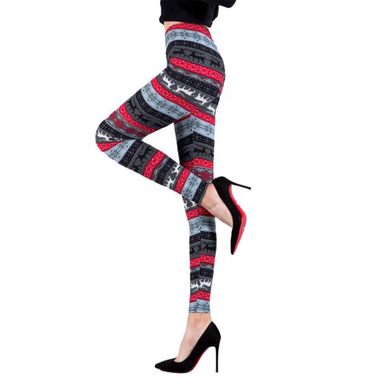 Autumn Winter Women Pants Snowflake Elk Print High Waist Tummy Control Soft Elastic Thermal Skinny Butt-lifted Yoga Trousers Lady Leggings