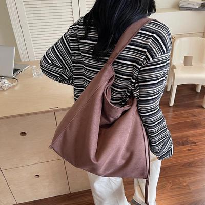 Retro Minimalist Large Capacity Underarm/ Crossbody Tote Bag for Commute