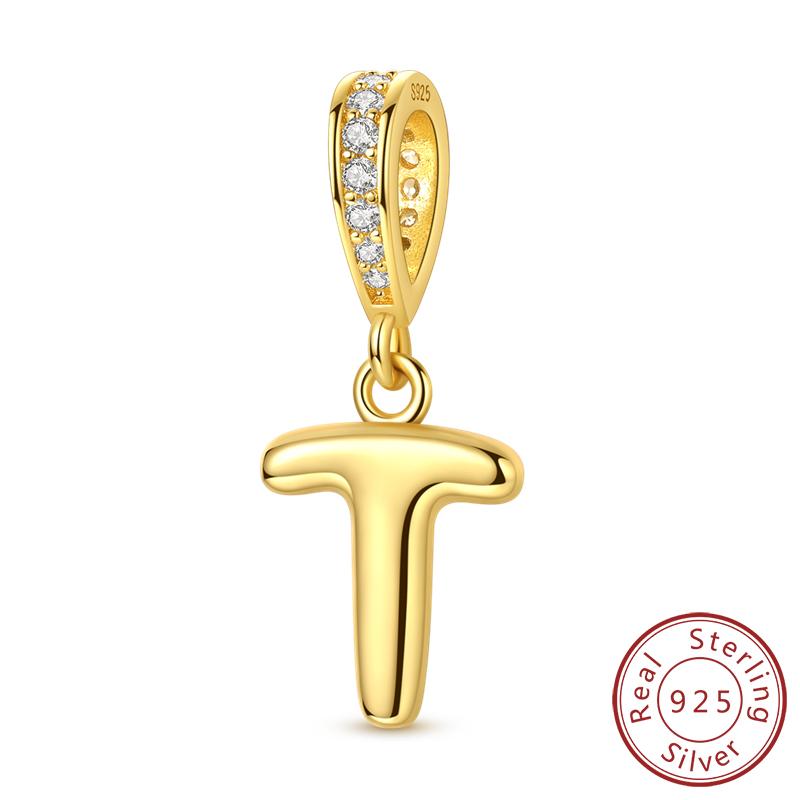 Dekorative Charms Perlenelemente Echtes Kupfer A-Z Alphabet 26 Buchstaben Charm Dekorationen Anhängerstück Geeignet Für Authentischen Armreif Armband