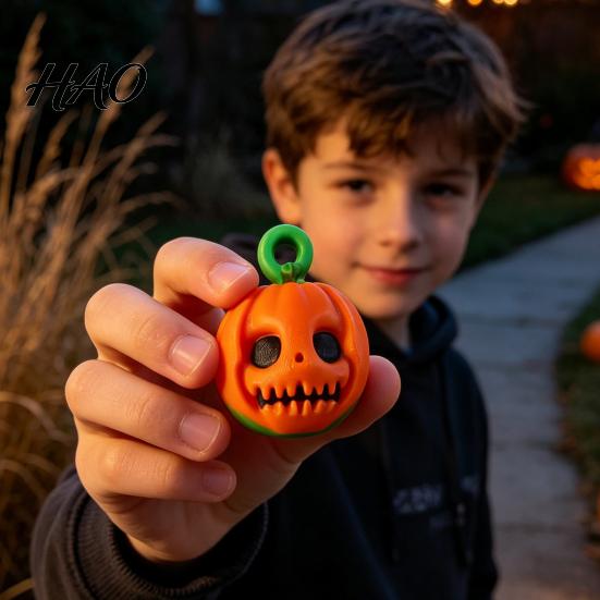 Pumpkin Fidget Spinner Rotating Halloween Toy, Stress Relief Ghost Face Toy Spinner, 3D Printed for Keychain Pendant Creepy