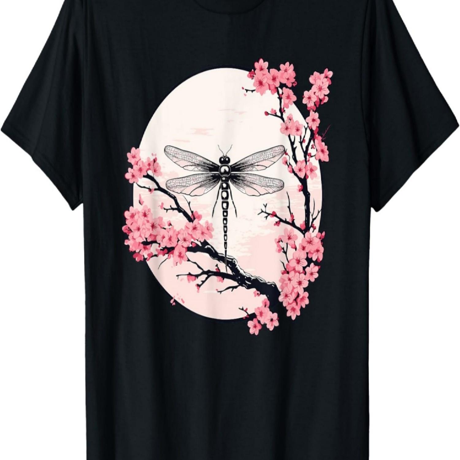 Dragonfly Cherry Blossom Art Dragonflies T-Shirt S чёрный