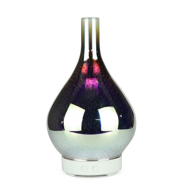 

Glass Shape Glass 3D Air Humidifier With 7 Colors LED Night Light Aroma Essential Diffuser Make Maker Ultrasonic Hu | Humidifiers (White)