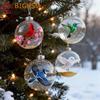 Nature's Birds Clear Christmas Ornament, Hummingbird Christmas Tree Ornaments, For Xmas Decor, Clear Balls For Home Decor