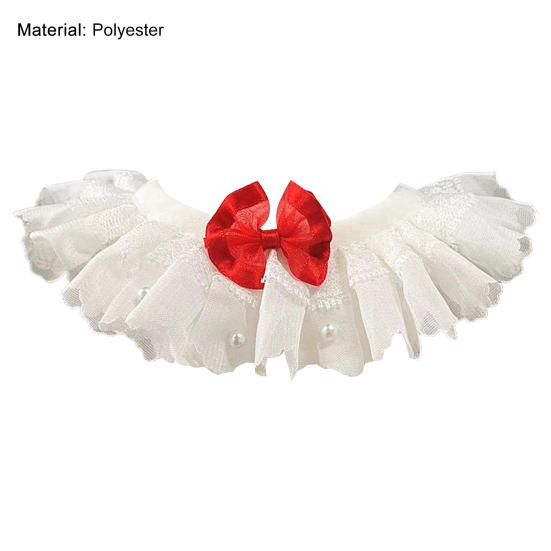 Pet Collar Elegant Decorative Lightweight Kawaii Dog Lace Bib with Red Tie