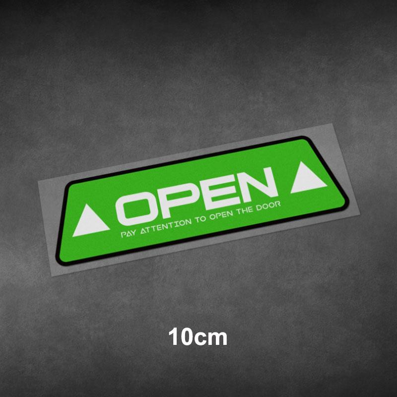 OPEN Reflective Car Door Safety Warning Sticker Electric Tailgate Warning Trunk Reminder Decals Vinyl Waterproof Car Pegatinas